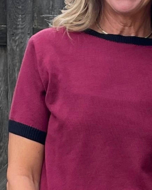 Brand Bazar - Bendel Short Sleeve Ringer Sweater