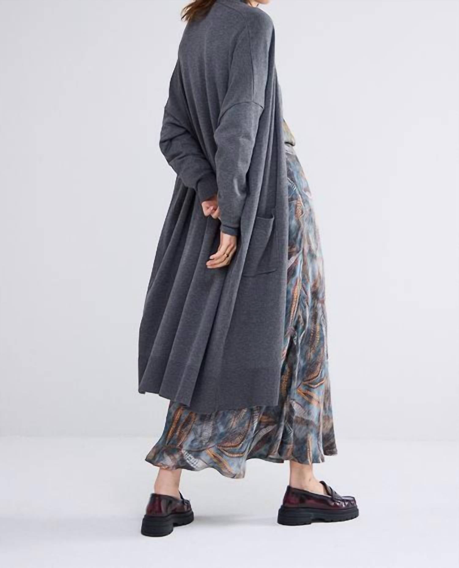 summum Viscose Blend Long Cardigan Sweater Top in cloud - women's cardigan - detail view
