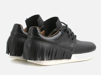ESSEutESSE Women's Fringe Leather Sneaker in black - women's sneaker - detail view