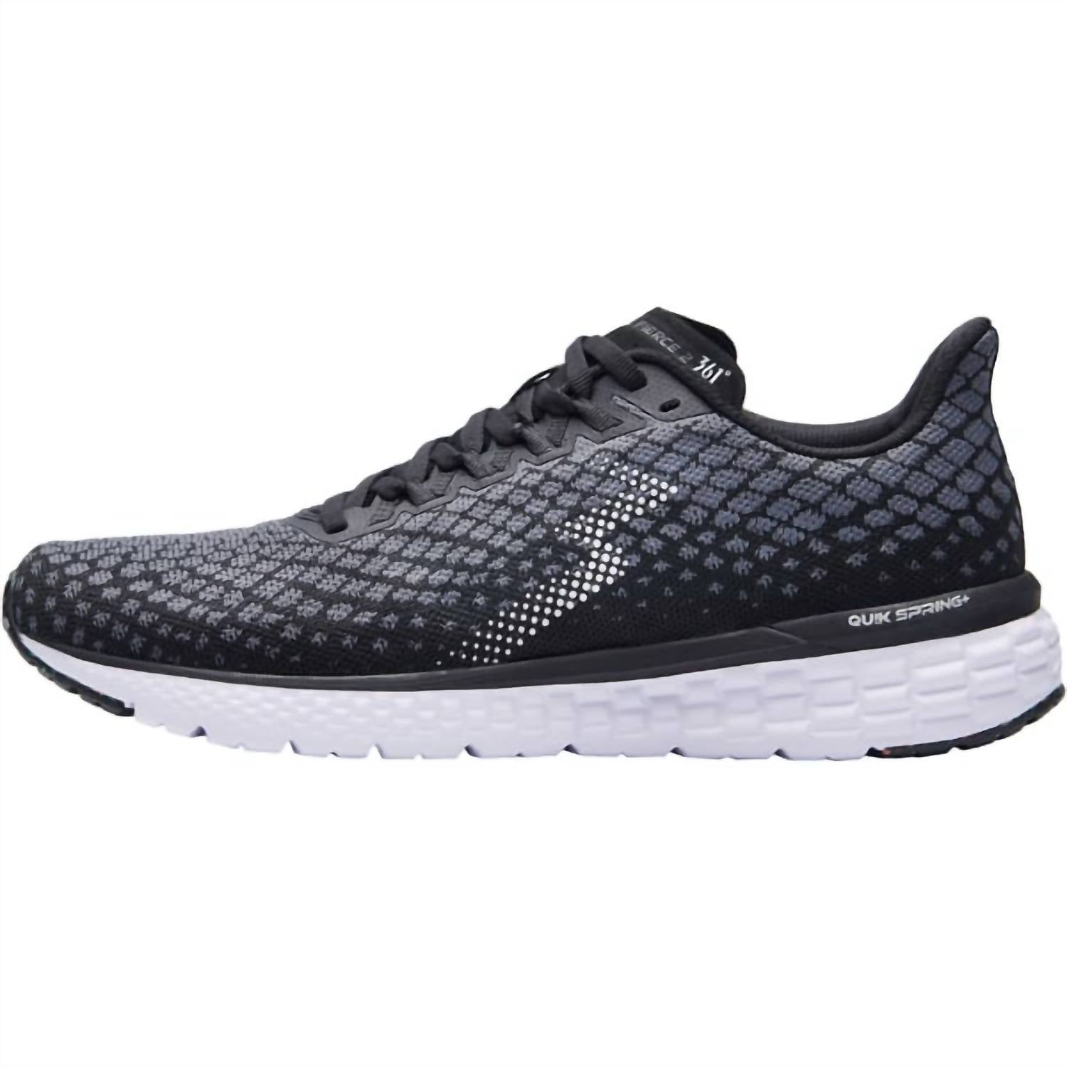 361 Degrees Women's Fierce Running Shoes in black ebony - women's shoe - detail view