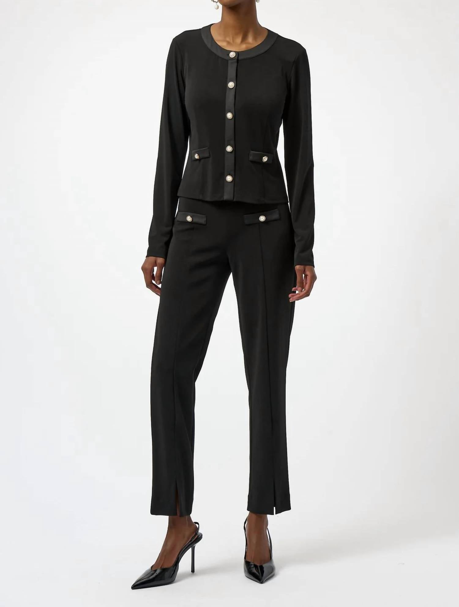 Joseph Ribkoff - Front Slit Pull On Straight Pants