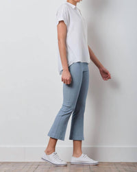 Avenue Montaigne Leo Flare Cut Pants in screen blue - women's pants - detail view