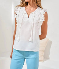 Tribal - Cap Frill Sleeve Poplin Blouse
