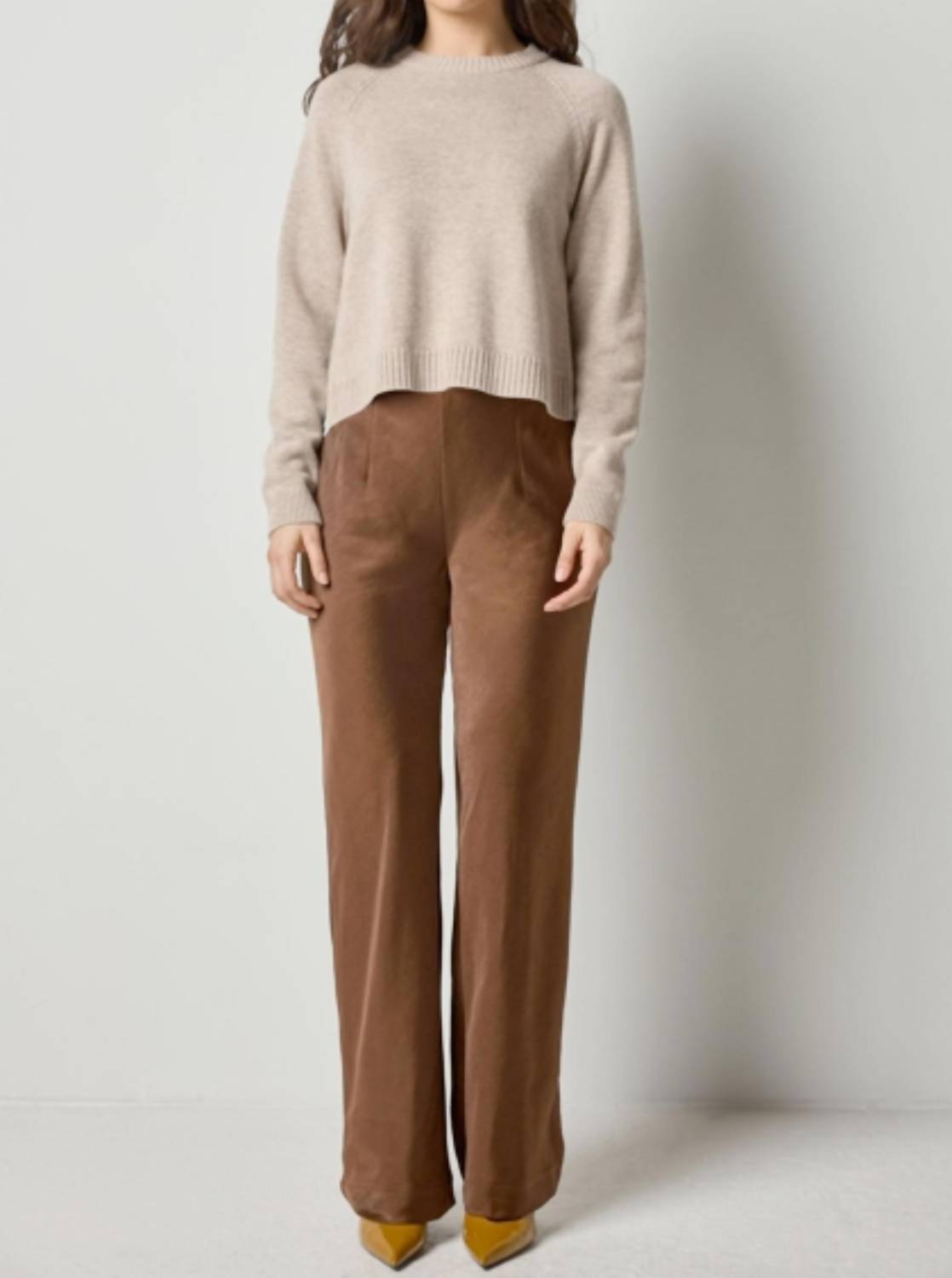 Lilla P Satin Clean Front Pants in chocolate - women's pants