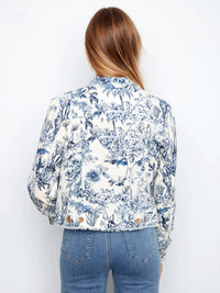 Charlie B - Printed Linen Jacket With Frayed Hem - Plus