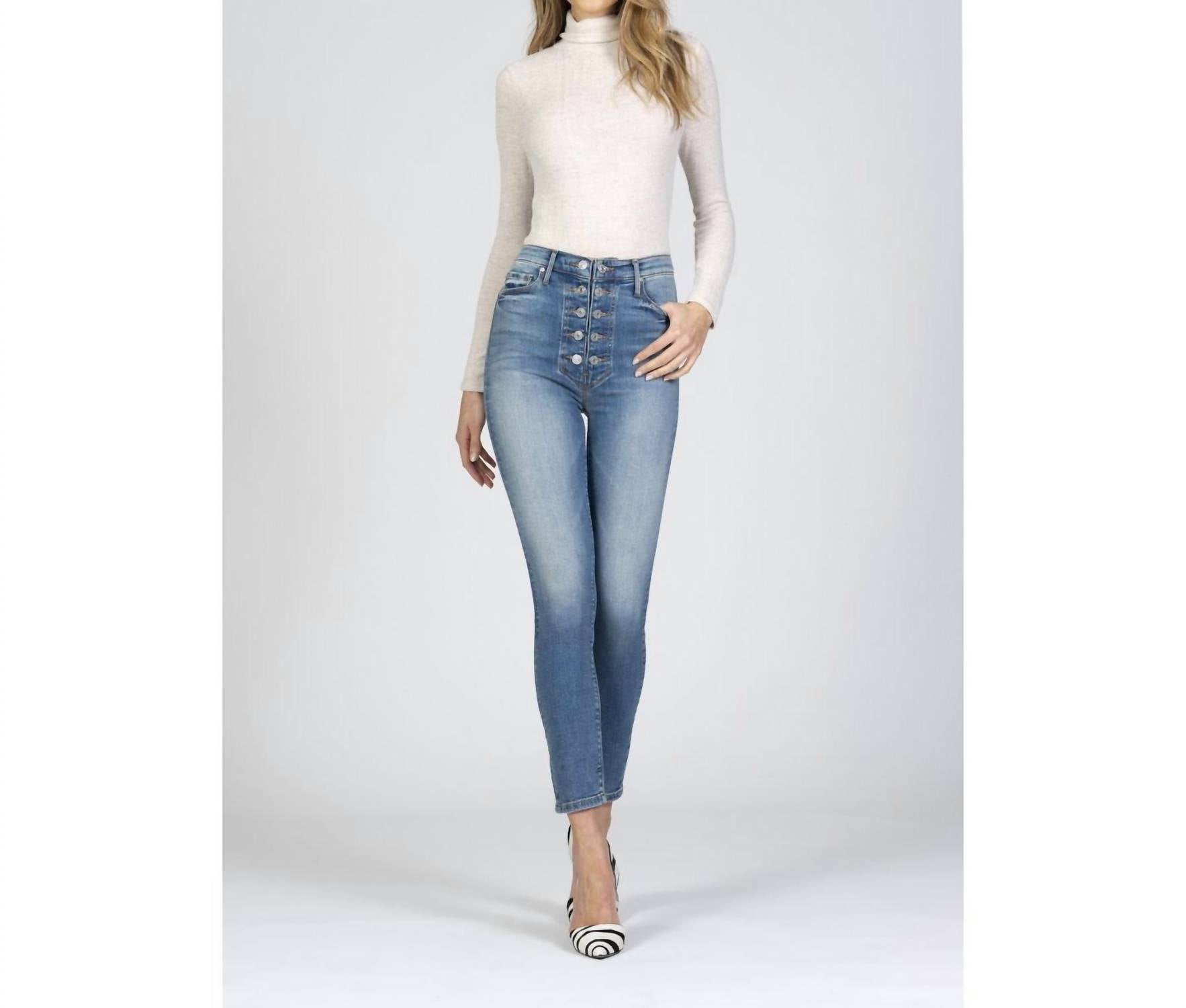 BLACK ORCHID Bridget Double Button Skinny Jean in music to my ears - women's jeans - detail view