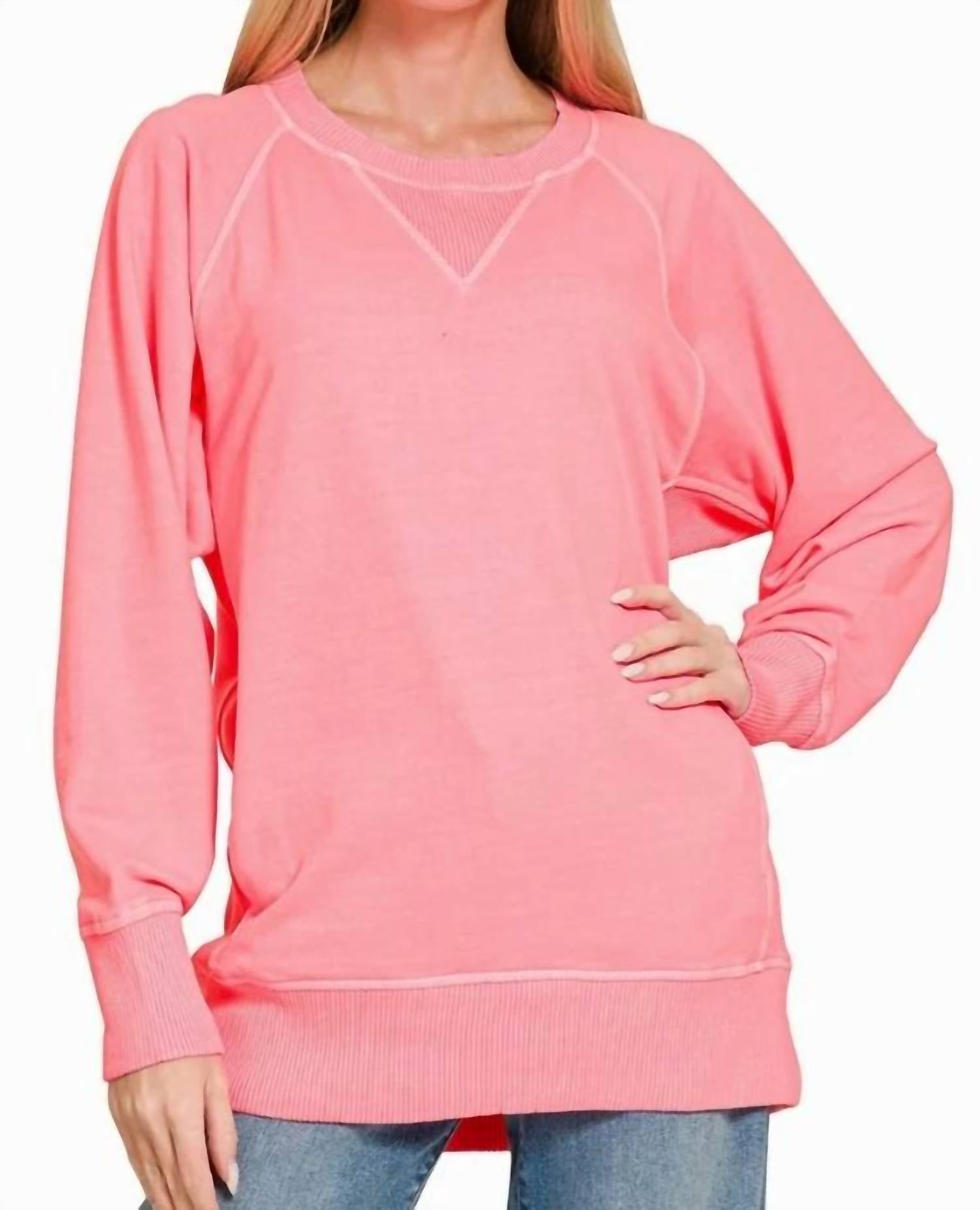 Zenana - Pigment Dyed French Terry Pullover Sweater