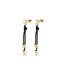 Unode50 - Leather Drop Earrings With Two Small Hearts