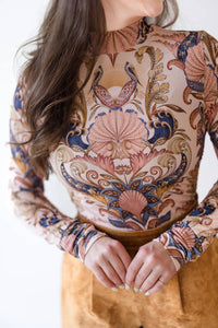 Farm Rio - Sea Garden Scarf Jersey Blouse