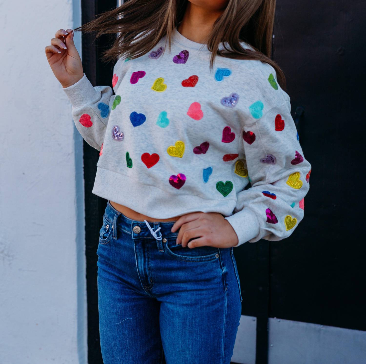 Queen Of Sparkles - Rhinestone Heart Sweatshirt