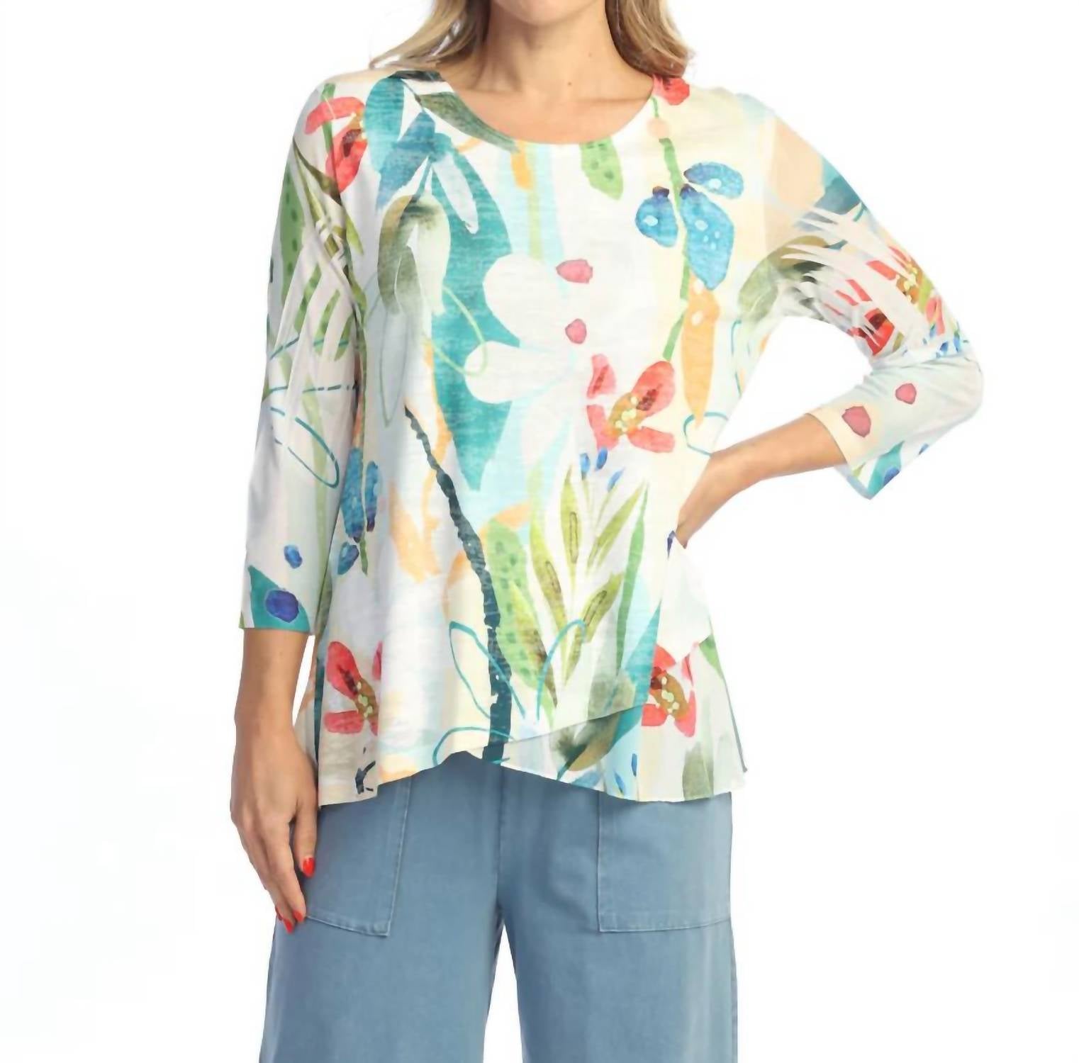 Jess & Jane - Burnout Mesh Contrast Top