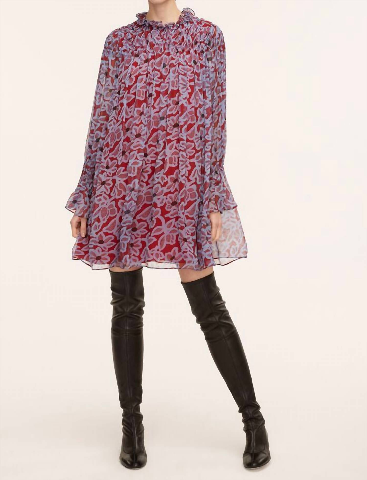 Vera Fleur Smocked Chiffon Dress