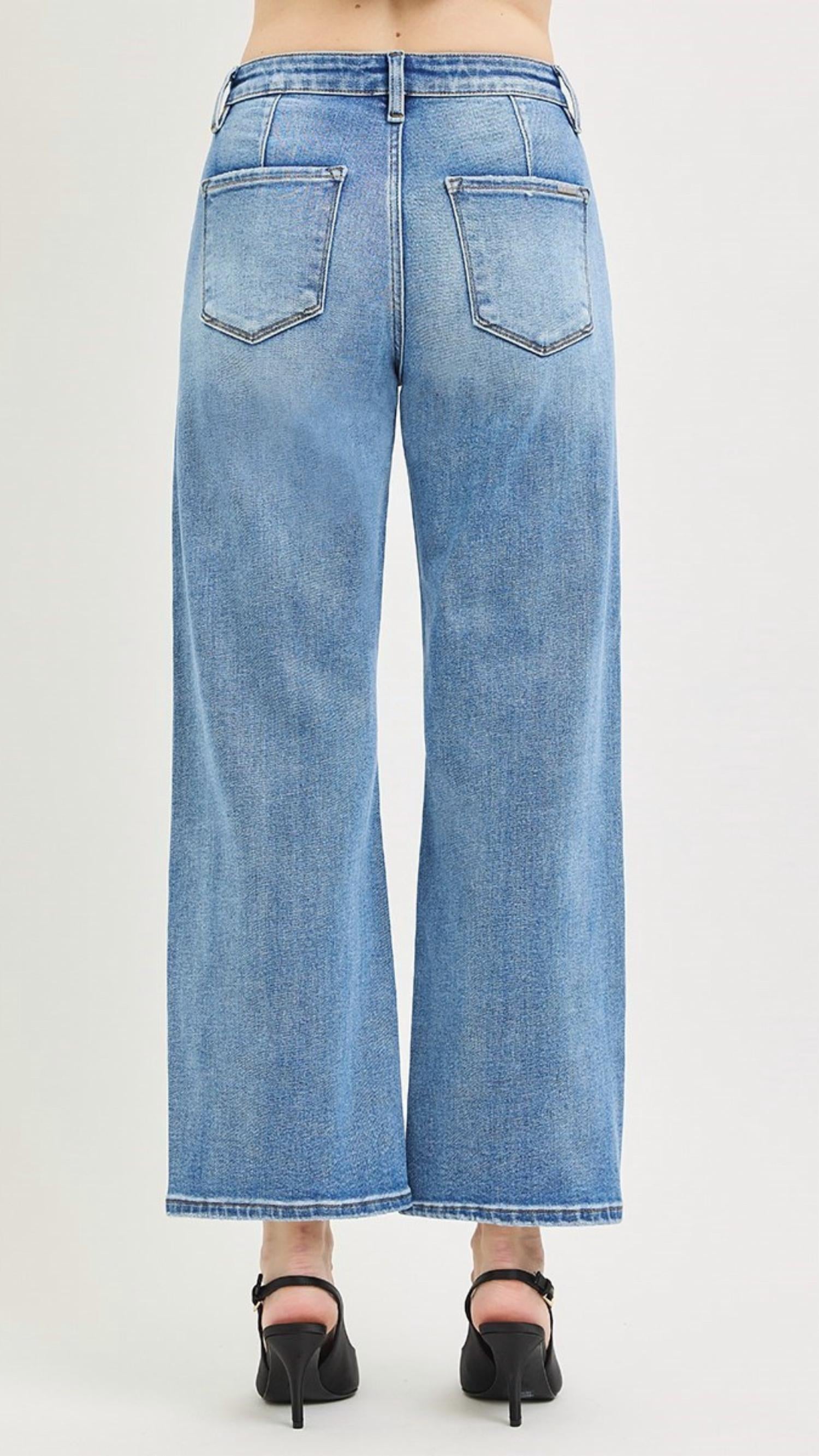 Risen - High Rise Slouchy Crop Wide Leg Jeans