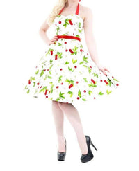 Hearts & Roses - Cherry Blossom Halter Swing Dress
