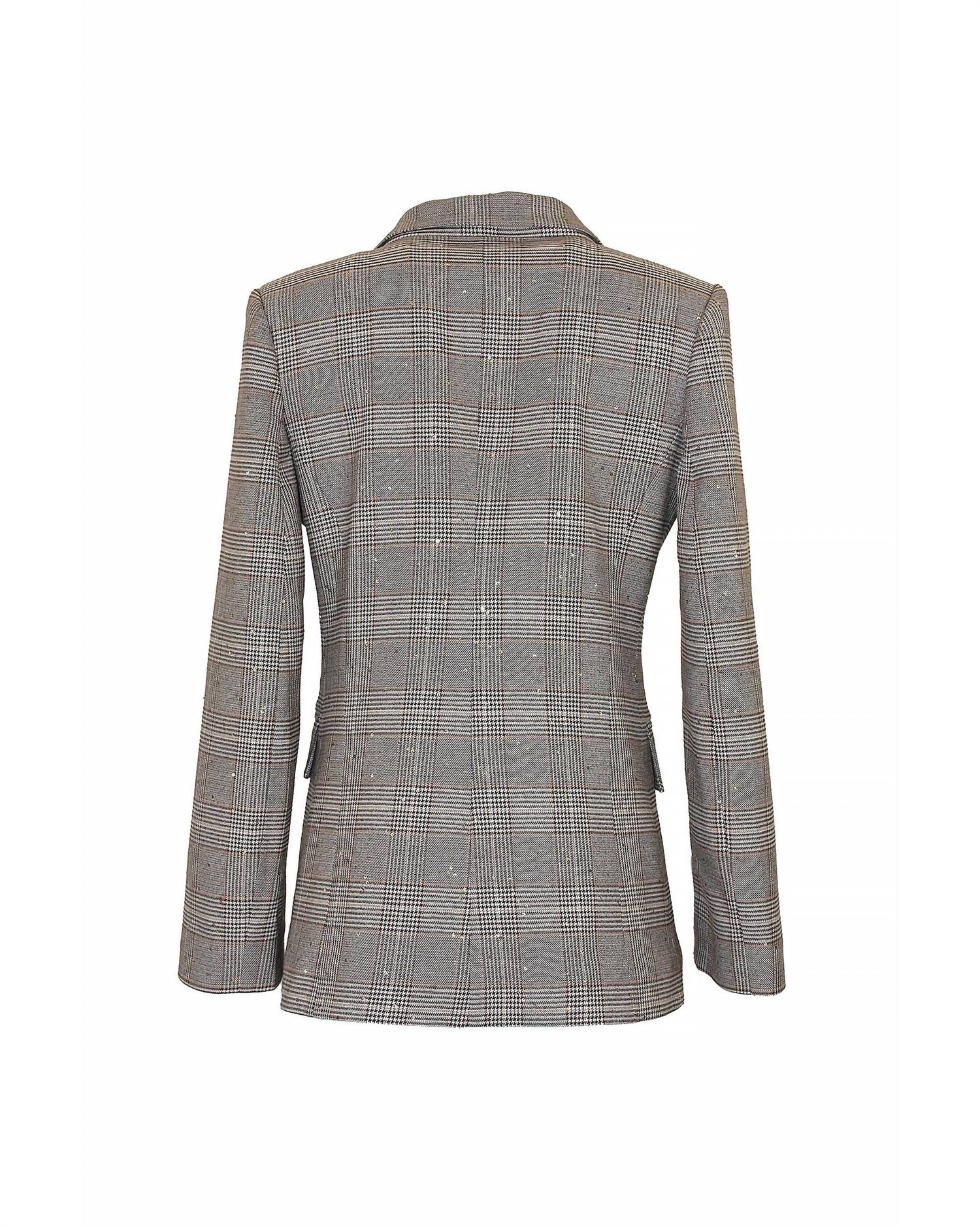 Theo The Label - Women's Eudora Split Sleeve Sequined Prince Of Wales Jacket
