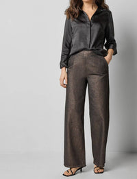 Lilla P Satin Button Down Shirt in black - women's shirt - detail view