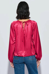 Nation LTD Eveline Raglan Top in raspberry jam - women's blouse - detail view