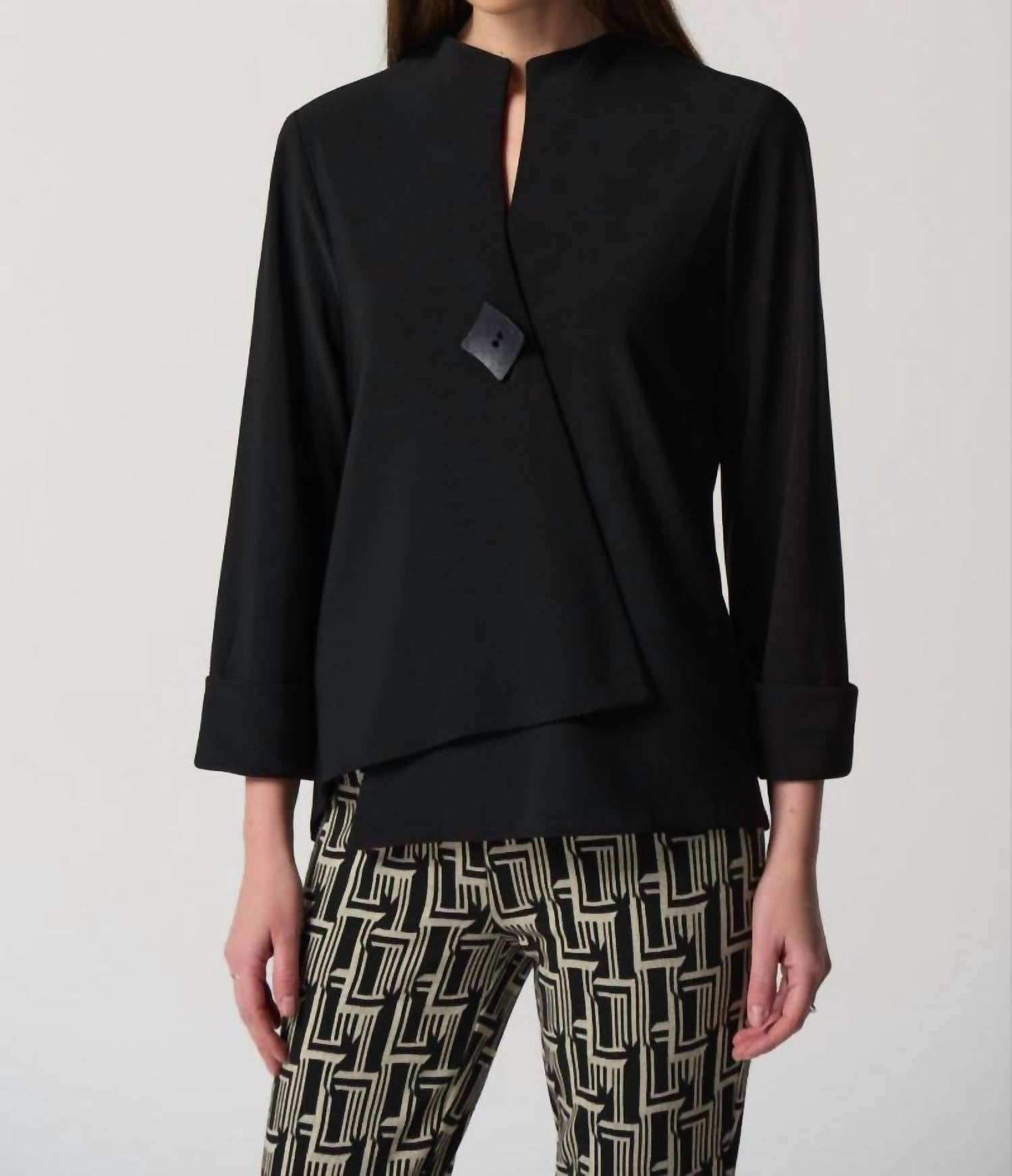 Joseph Ribkoff - Wrap Front 3/4 Sleeve Swing Jacket