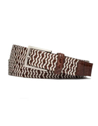 W. Kleinberg - Men's Woven Leather And Cloth Stretch Belt With Crocodile Tab
