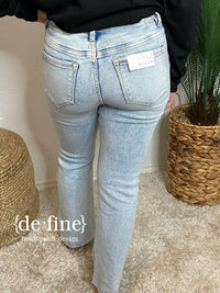 Risen - Acid Washed High Rise Ankle Straight Jeans