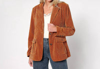 By Stacy London - Button Front Stretch Corduroy Jacket