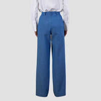 Elif Pamir Double Pleated Trouser Pants in blue - women's pants - detail view