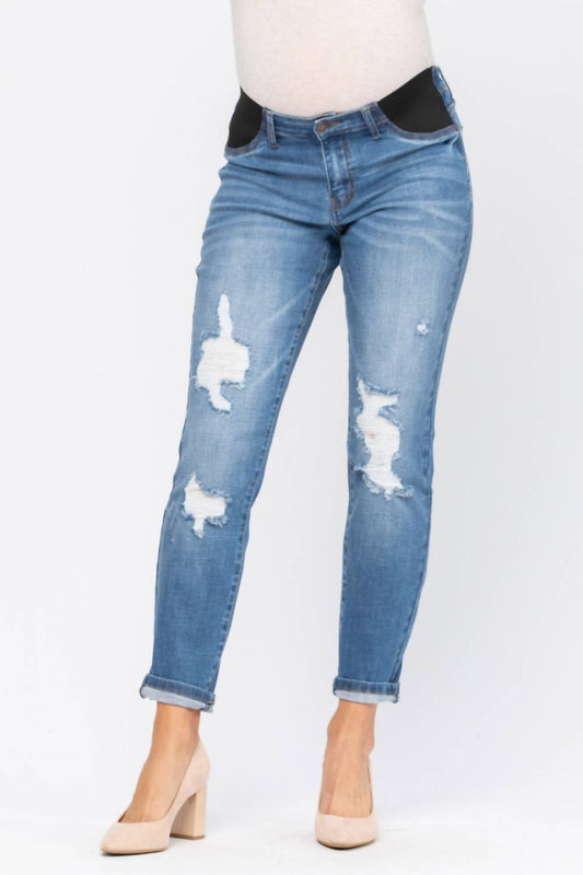 Judy Blue - Bloom Maternity Destroyed Boyfriend Denim Mid Rise