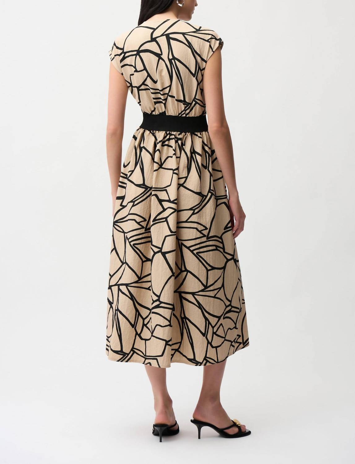 Joseph Ribkoff Mosaic Midi Dress in beige black - women's dress - alternate view