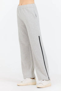 Vintage Havana Contrast Zipper Flare Pant in grey - women's pants - detail view