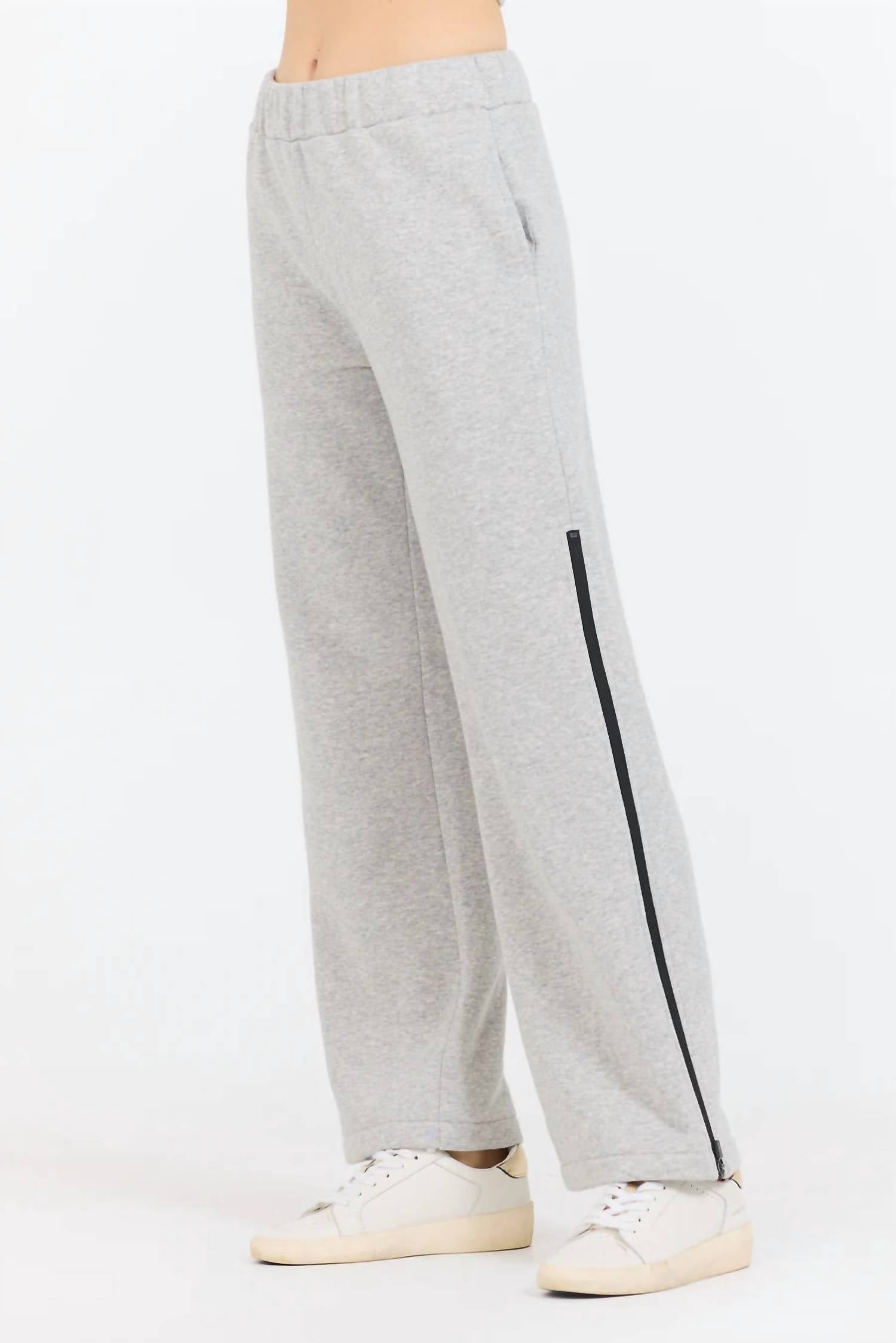 Vintage Havana Contrast Zipper Flare Pant in grey - women's pants - detail view