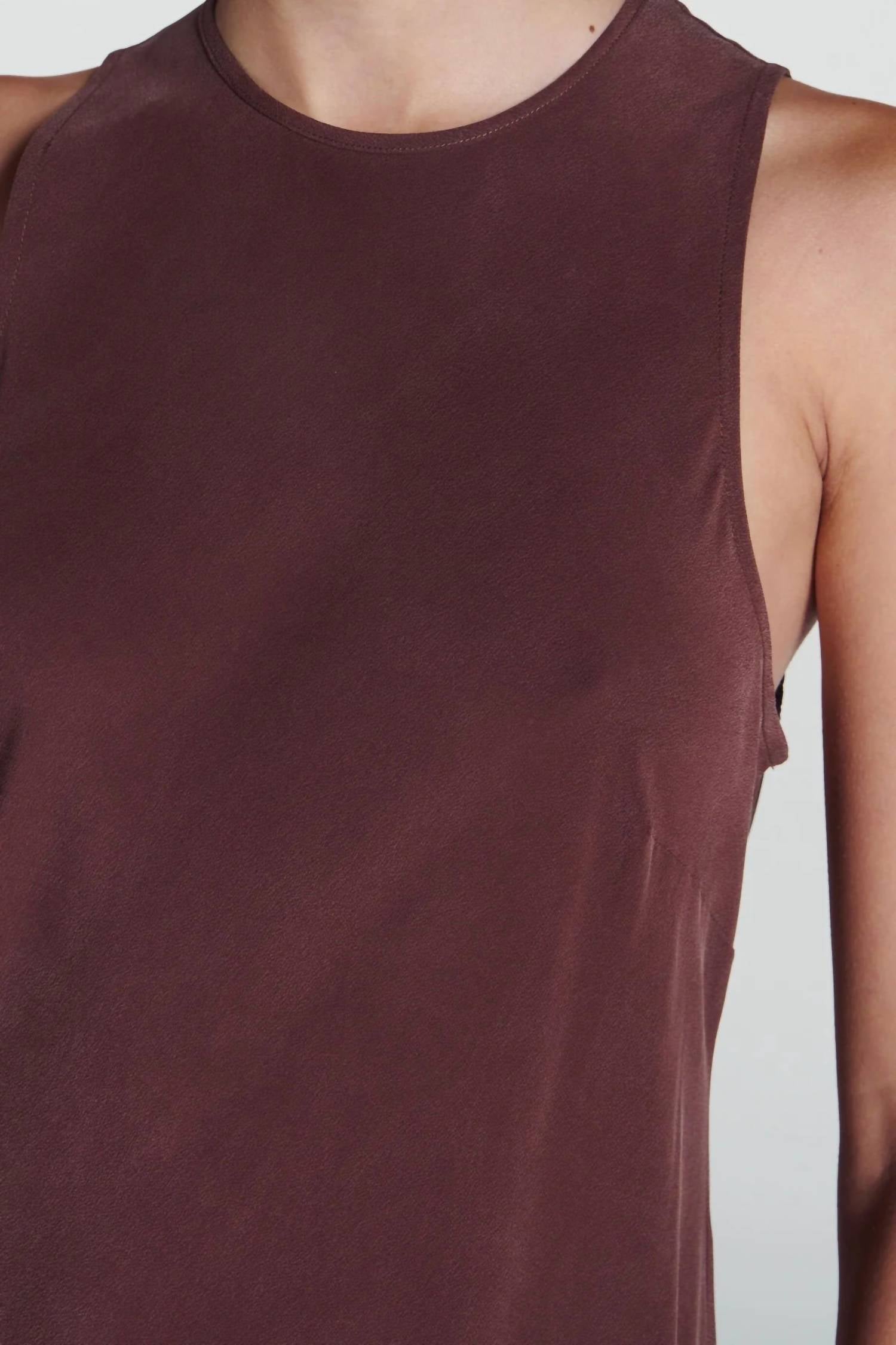 ASCENO Valencia Silk Maxi Dress in mahogany - women's dress - alternate view