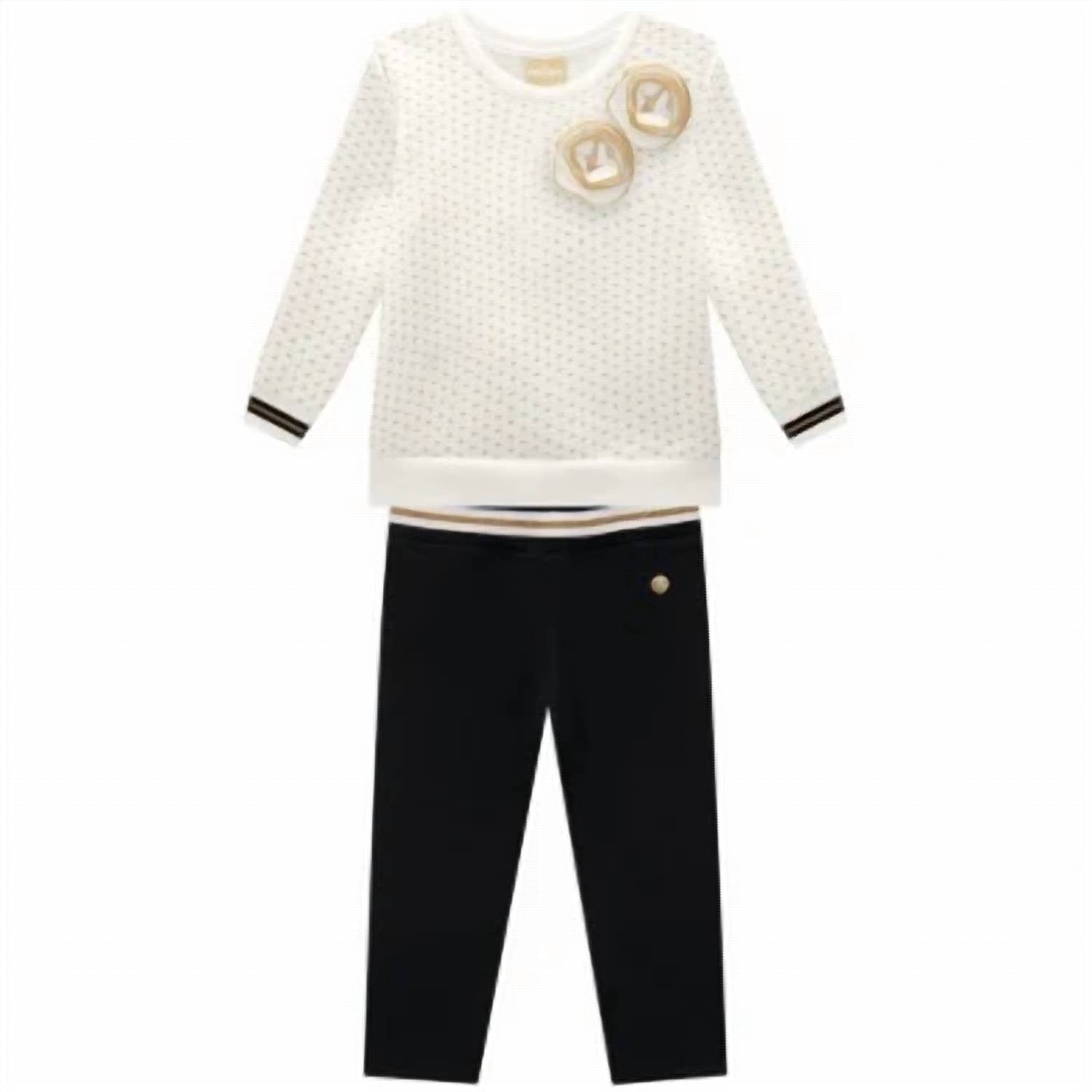 Milon - Girl's Sweater With Flowers Pant Set