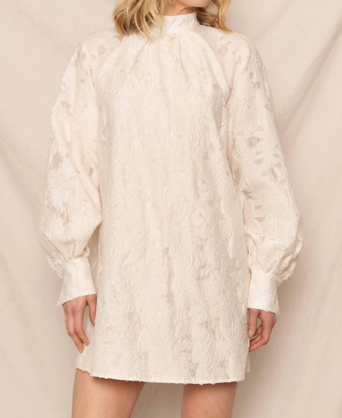 En Creme - The Elara Mock Neck Mini Dress