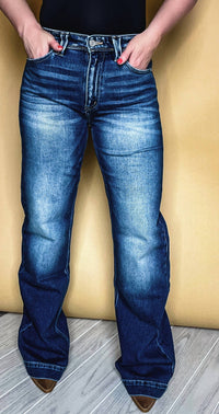 KanCan The Durango High Rise Flare Jean in dark wash - women's jeans - detail view