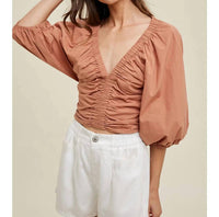 Wishlist - Feeling Ruched Cotton Crop Blouse