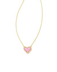 Kendra Scott Women's Ari Heart Pendant Necklace in bubblegum pink lab grown opal - women's jewelry
