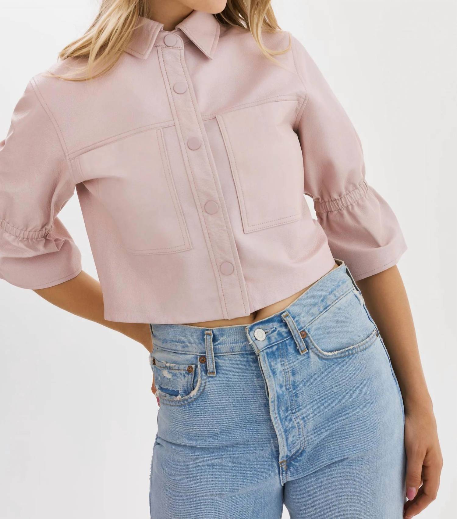 Lamarque - Ruffle Sleeve Leather Jacket