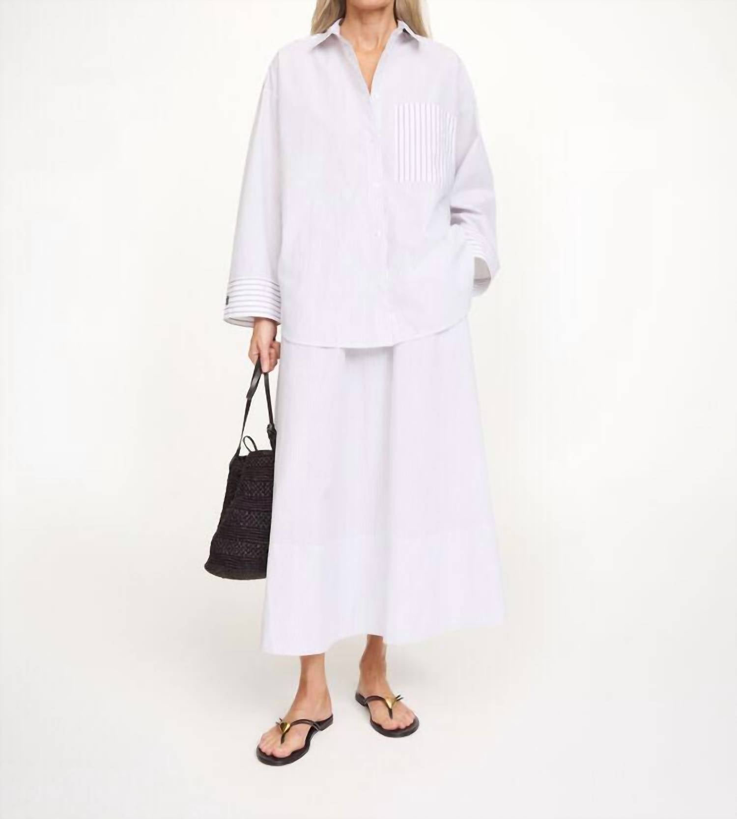 BY MALENE BIRGER Derris Organic Cotton Shirt in black white mix stripe - women's shirt