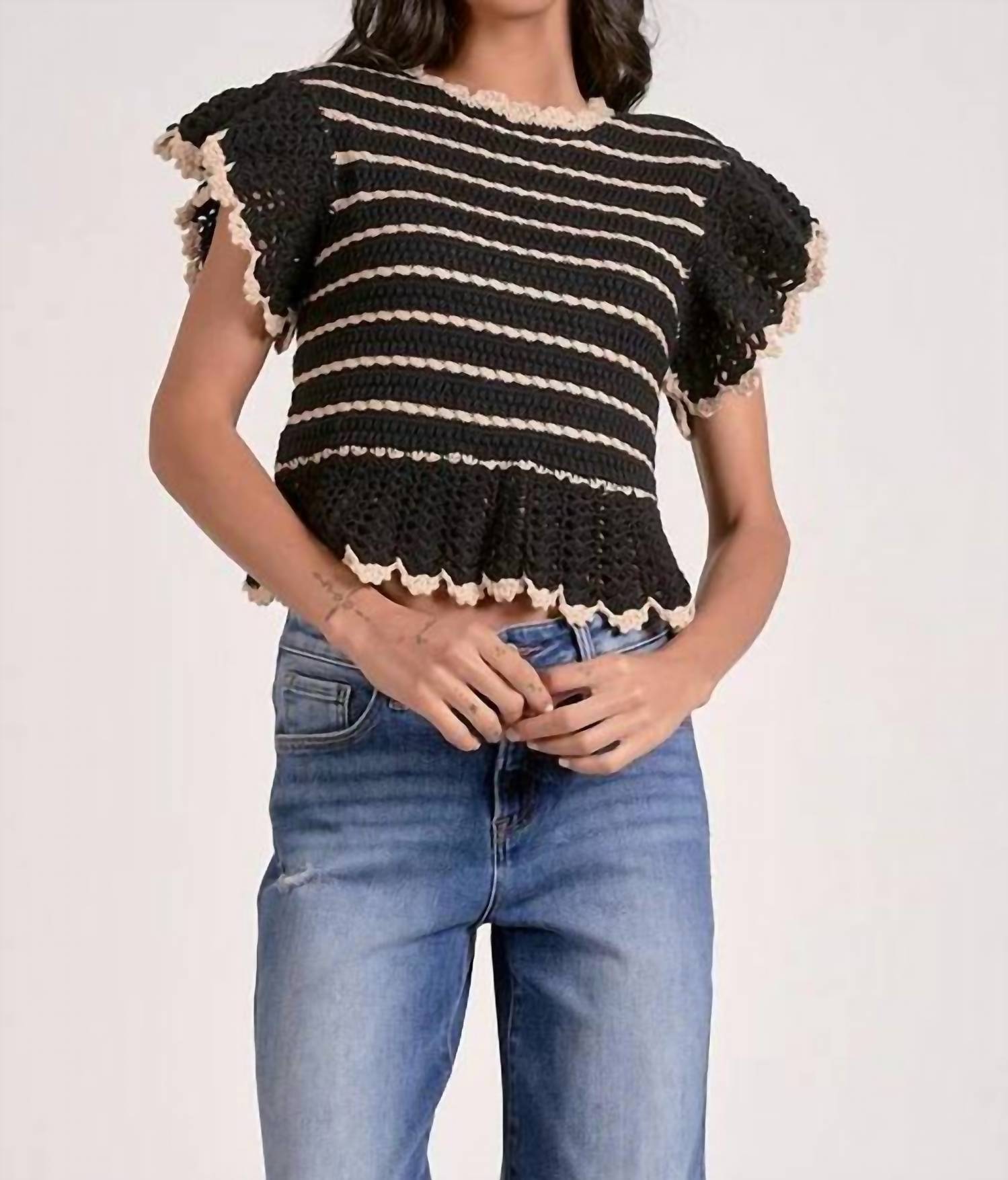 Elan - Knit Flutter Sleeve Top