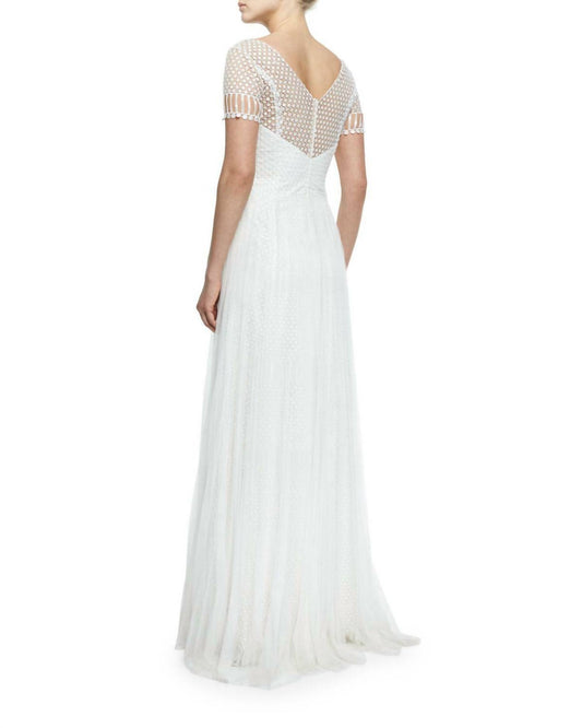 Marchesa - Sequin Lace Tulle Pleated A Line Wedding Dress