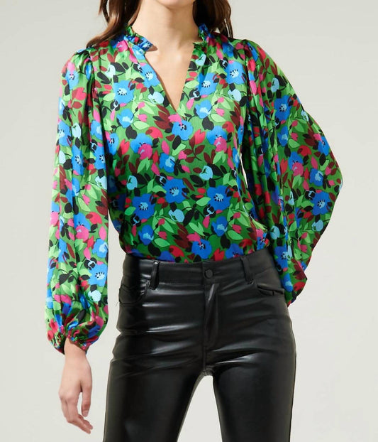 Sugarlips - Destine Split Neck Long Sleeve Blouse