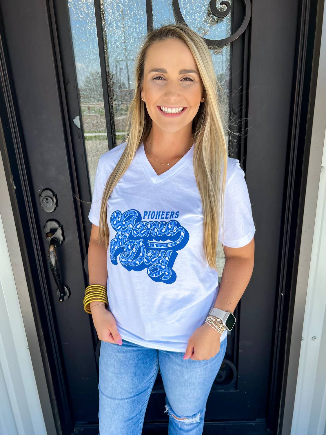 Marie & Co - Pioneer V Neck Game Day Tshirt