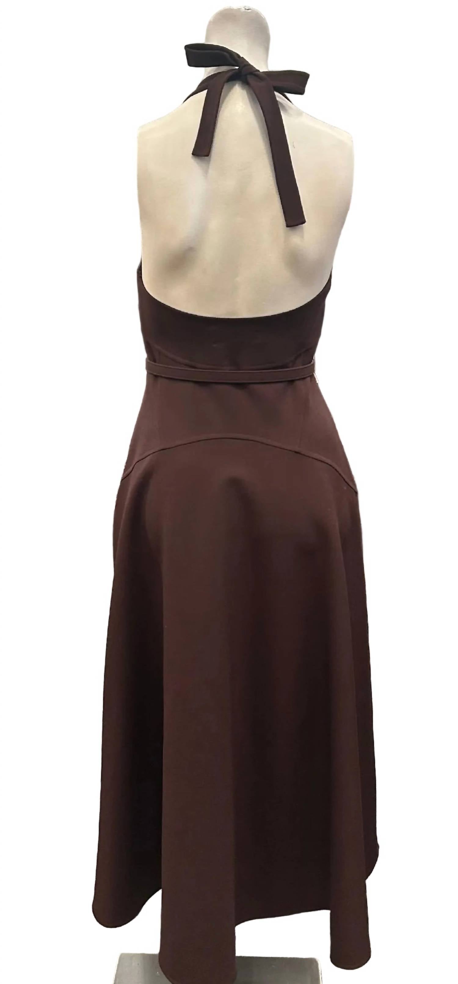 Oscar De La Renta - Women's Belted Halter Low Back Midi Dress