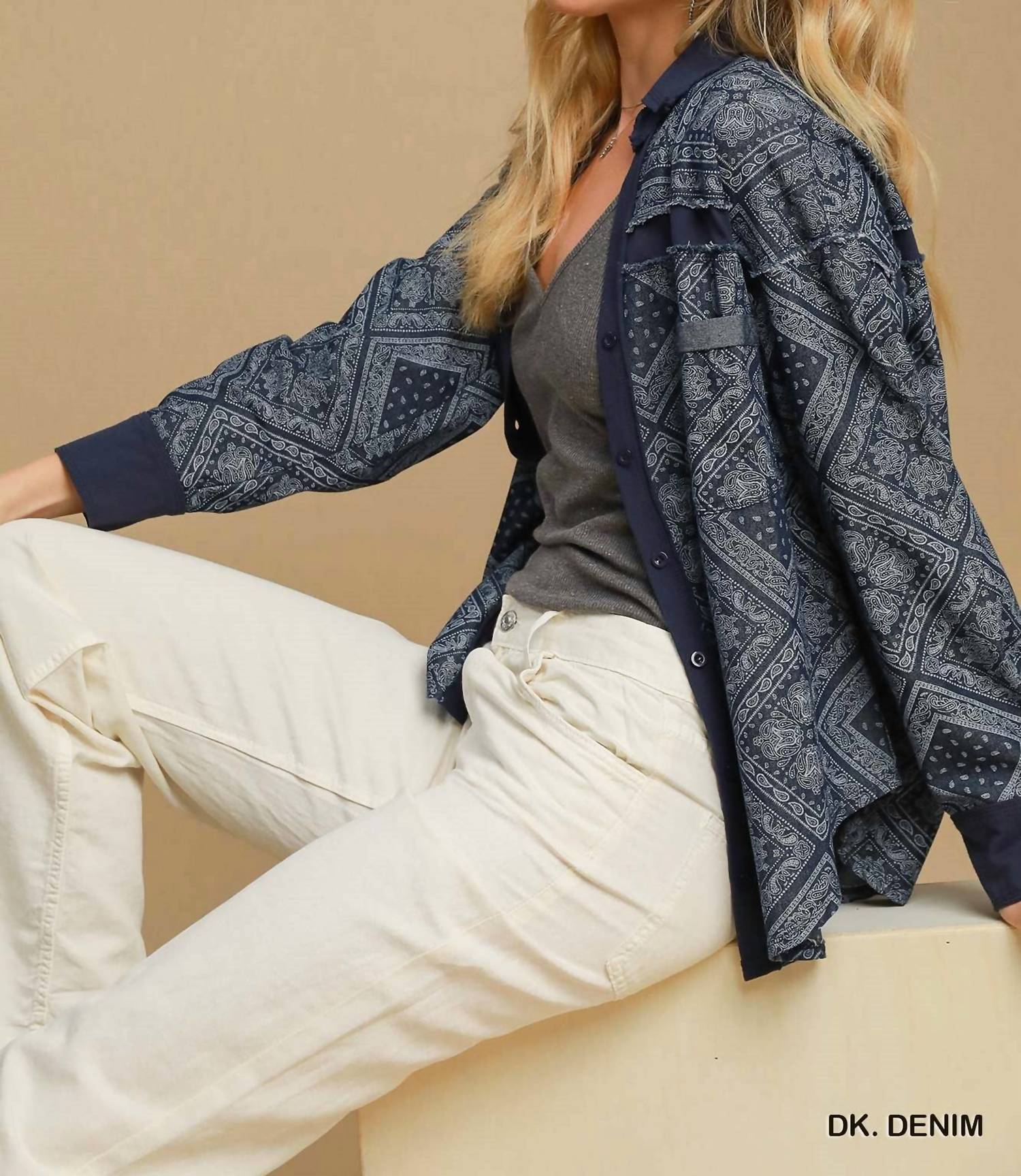 Umgee - Paisley Print Shirt Jacket