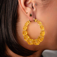 Gold & Honey - Women's Lucite Bamboo Hoop Earrings
