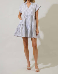 Sugarlips - Parson Stripe Janelly Poplin Tiered Mini Dress