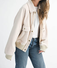 Aemi + Co - Cropped Button-Up Fleece Jacket