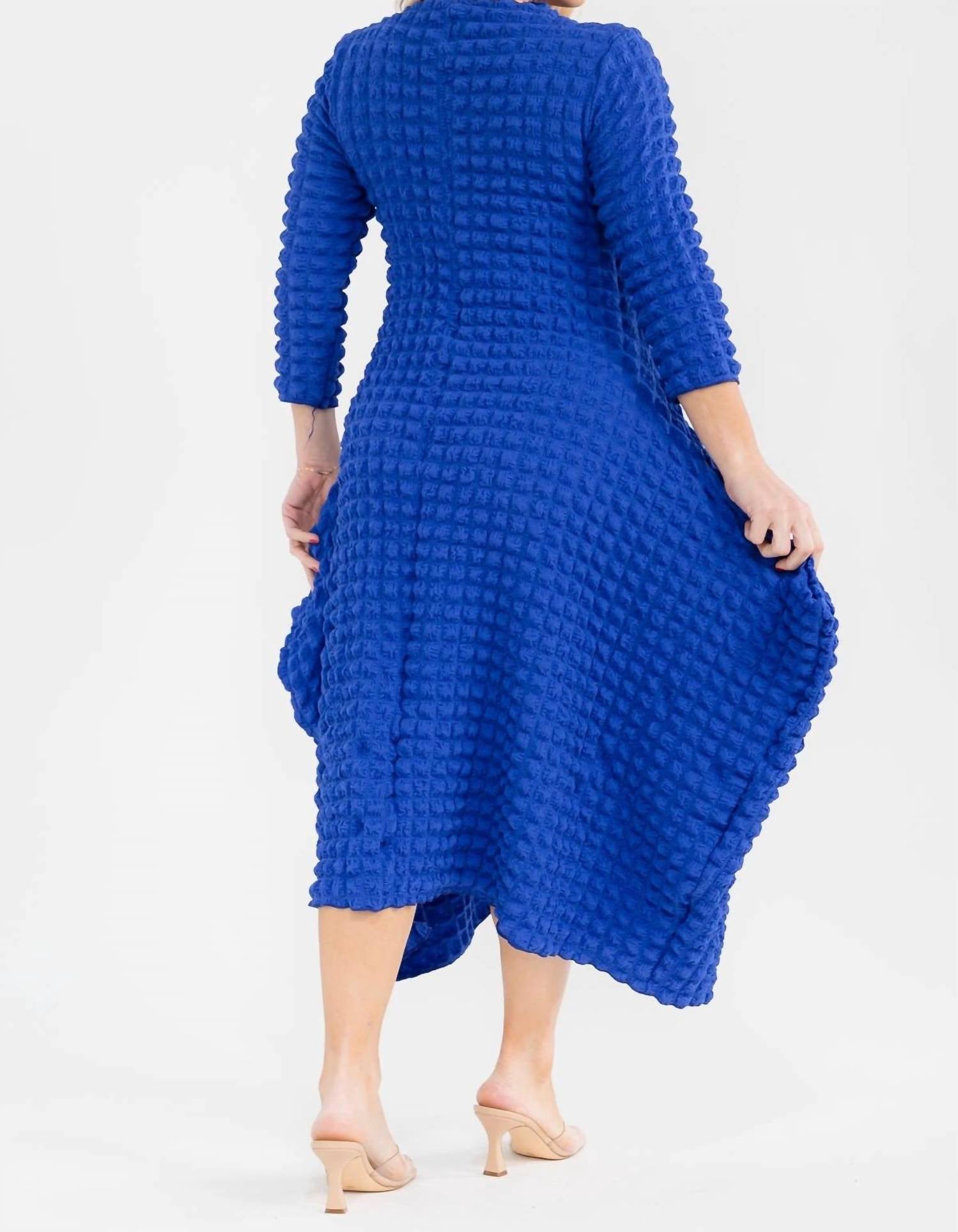 Karen T Design Bubble Popcorn Maxi Dress in blue - women's dress - alternate view
