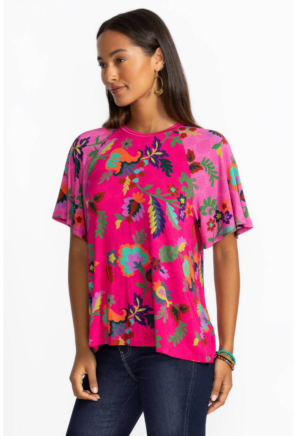 Johnny Was - The Janie Favorite Flutter Raglan Sleeve Tee Top