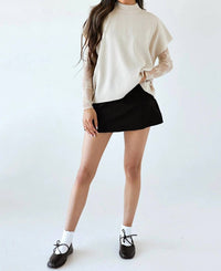 Zenana - Claire Ribbed Mockneck Short Sleeve Knit Top